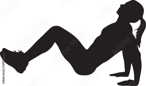 Silhouette of a fit woman performing a crab walk exercise for core strength and fitness