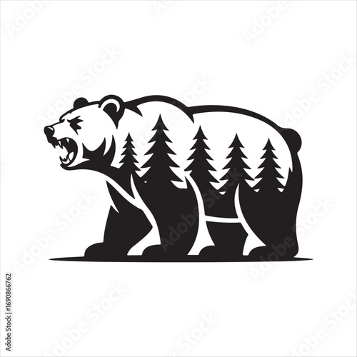 bear vector silhouette sketch art logo design collections