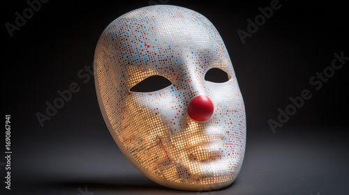 3D printed clown mask, lit from within