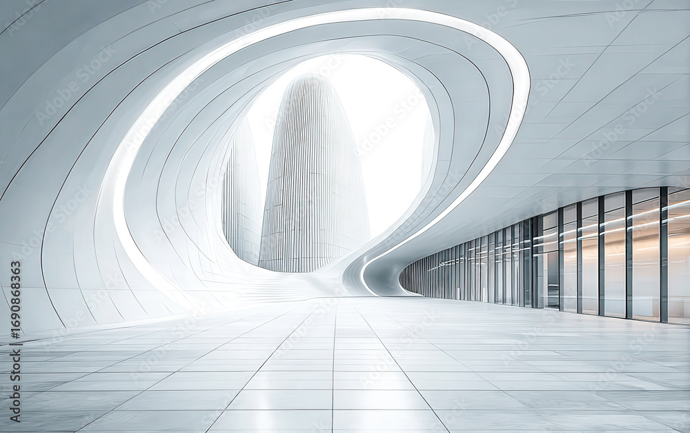 Obraz premium Modern and futuristic architectural interior with smooth curves