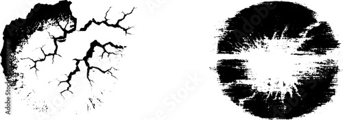 Grunge black and white ornate illustration set for design and art projects