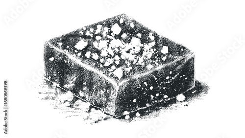 Textured Square Chocolate Piece on Transparent. Vector hand drawn illustration