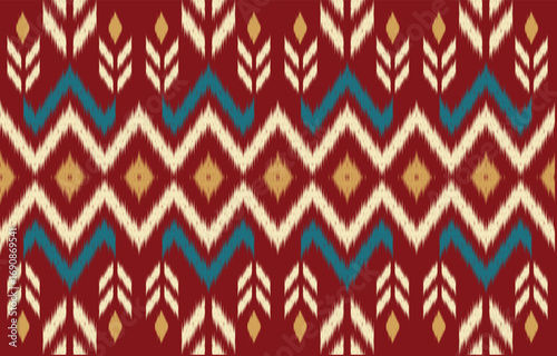 Ethnic abstract ikat art. Aztec ornament print. geometric ethnic pattern seamless  color oriental.  Design for background ,curtain, carpet, wallpaper, clothing, wrapping, Batik, vector illustration.