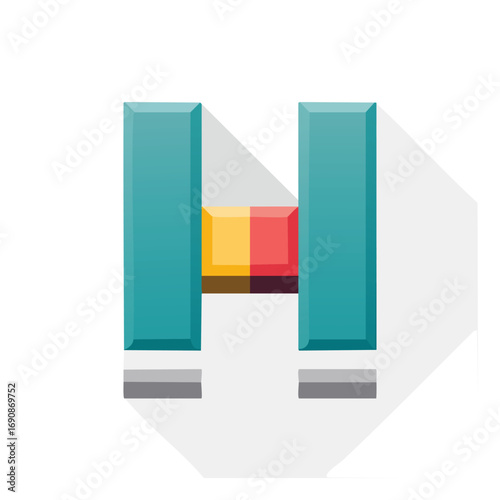 H Bold Minimalist Block with Colorful Geometric Style - AI Generated