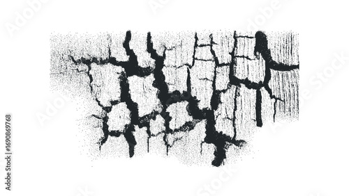 Cracked wood grain texture with grunge effect. Vector hand drawn illustration