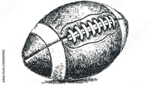 American football with laces, hand drawn sketch on transparent background. Vector hand drawn illustration