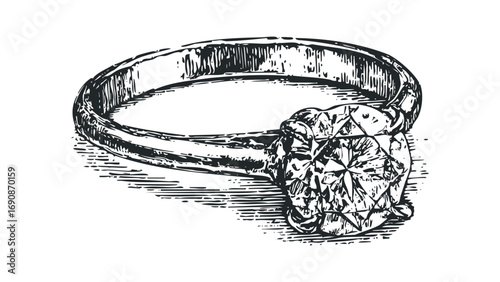 Priceless Diamond Engagement Ring Sketch Transparent. Vector hand drawn illustration