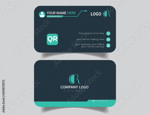 Simple Horizontal Business Card Template with Clean Layout
