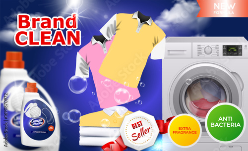 Laundry detergent advertising poster to clean dirty clothes