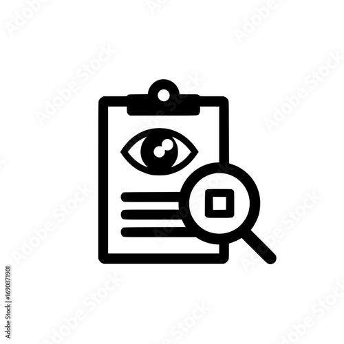 Office clipboard with eye symbol indicating file monitoring access permissions or data review