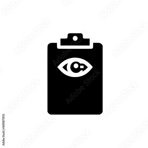 Business clipboard with small eye icon for privacy audit document preview or data access control