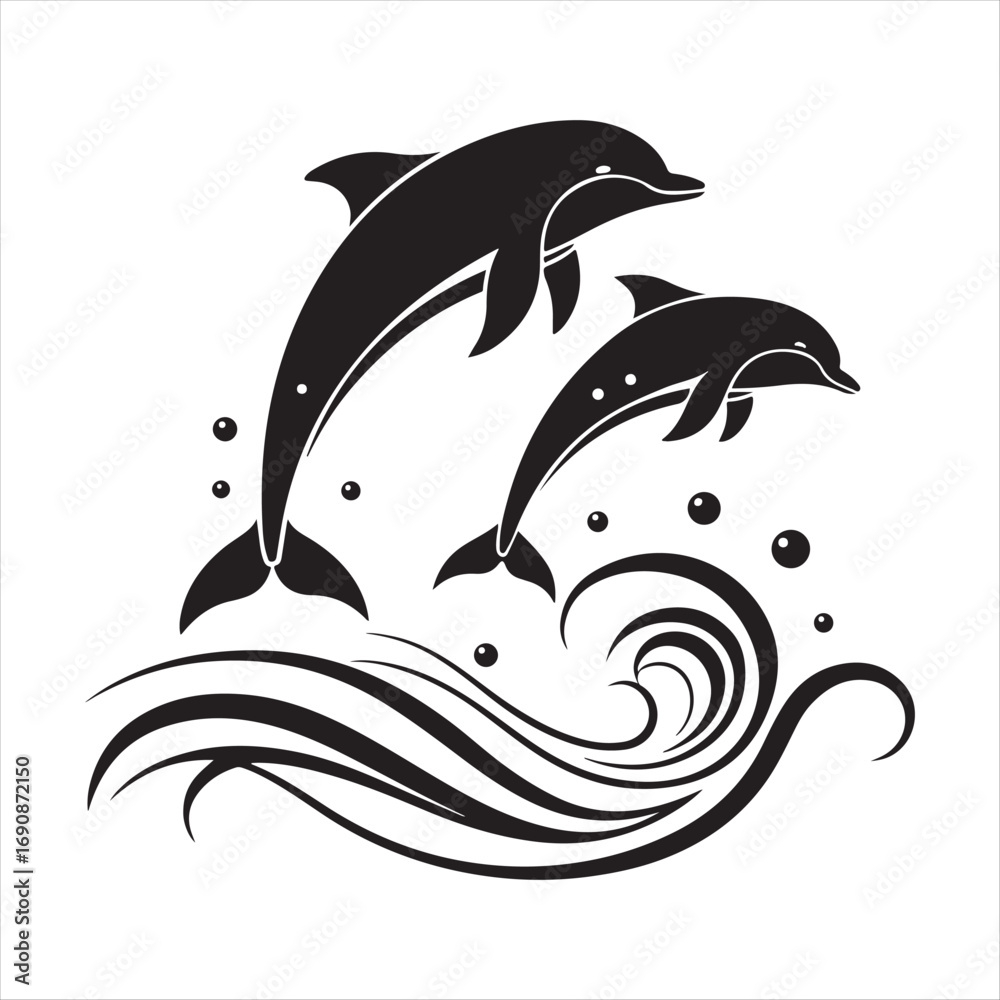 Naklejka premium dolphin vector silhouette clip art sketch idea illustration