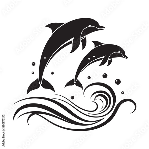 dolphin vector silhouette clip art sketch idea illustration