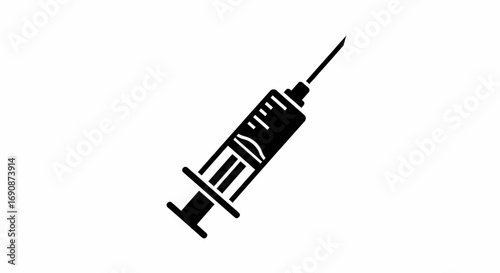 Medical Syringe Icon, Black and White