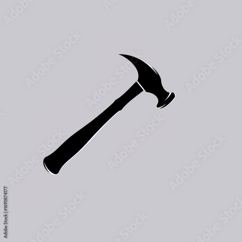 black silhouette icon of a hammer, isolated