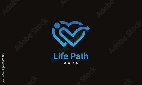 love, caring, old age, social work modern minimal initial logo.