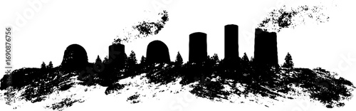 Urban grunge skyline silhouette concept for posters and prints