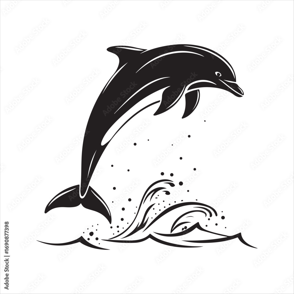 Obraz premium dolphin vector silhouette clip art sketch idea illustration