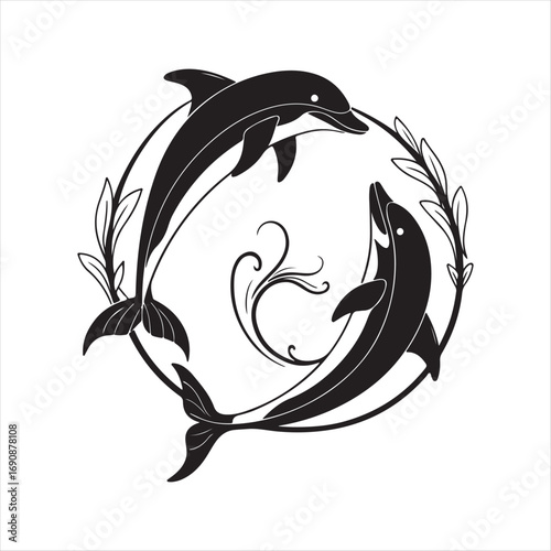 dolphin vector silhouette clip art sketch idea illustration