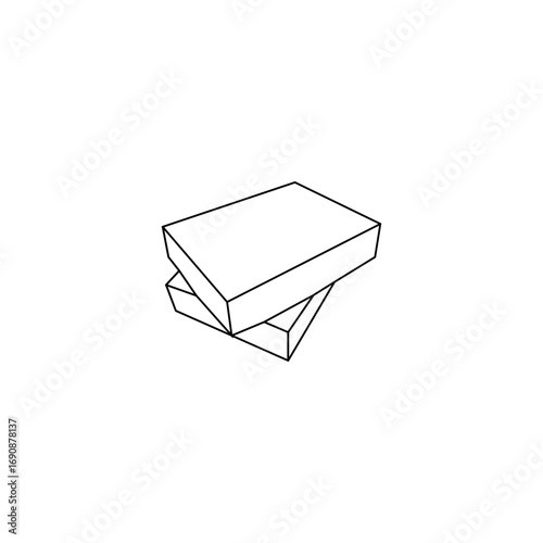 A simple, black and white vector graphic of two rectangular boxes stacked on top of each other.