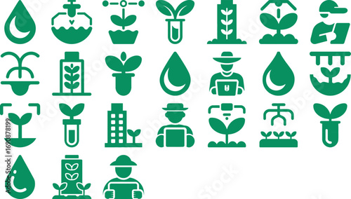 Hydroponics Icons A Collection of Graphics for Agriculture and Technology