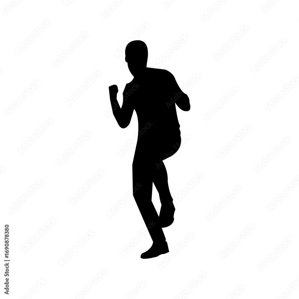 Obraz premium A dynamic silhouette of a man joyfully dancing.