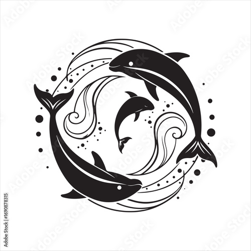 dolphin vector silhouette clip art sketch idea illustration