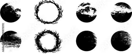 Abstract grunge black and white ritual symbols for design and inspiration