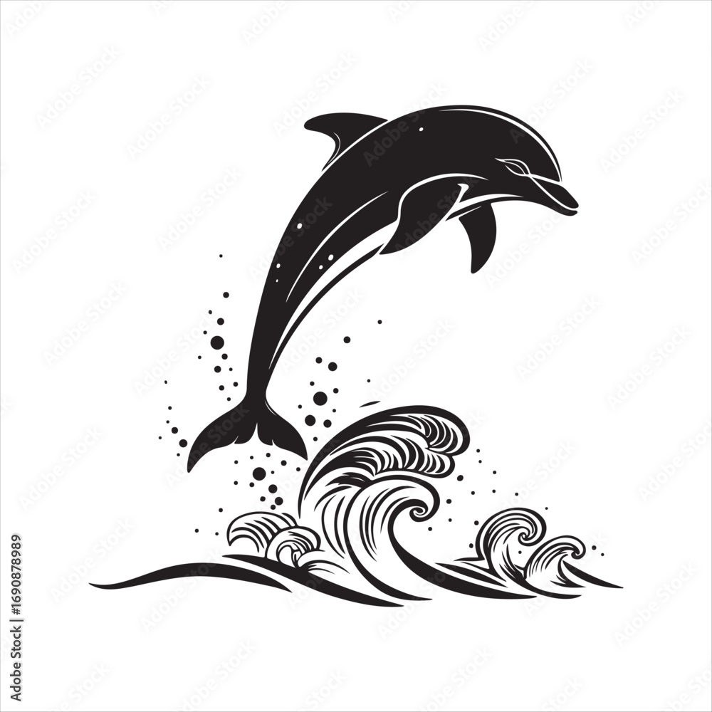 Naklejka premium dolphin vector silhouette clip art sketch idea illustration