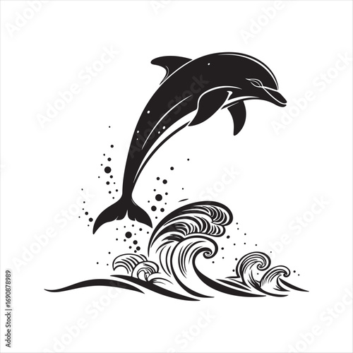 dolphin vector silhouette clip art sketch idea illustration
