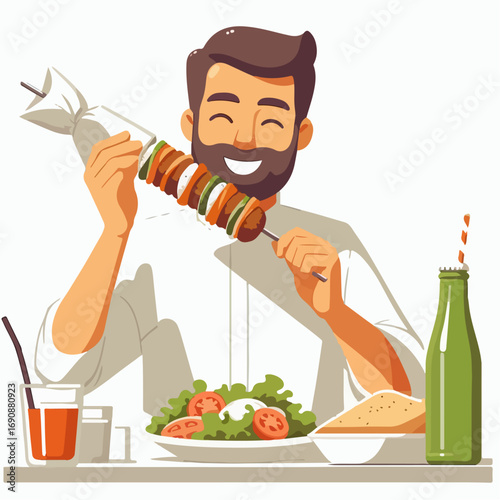 Illustration of someone eating a kebab