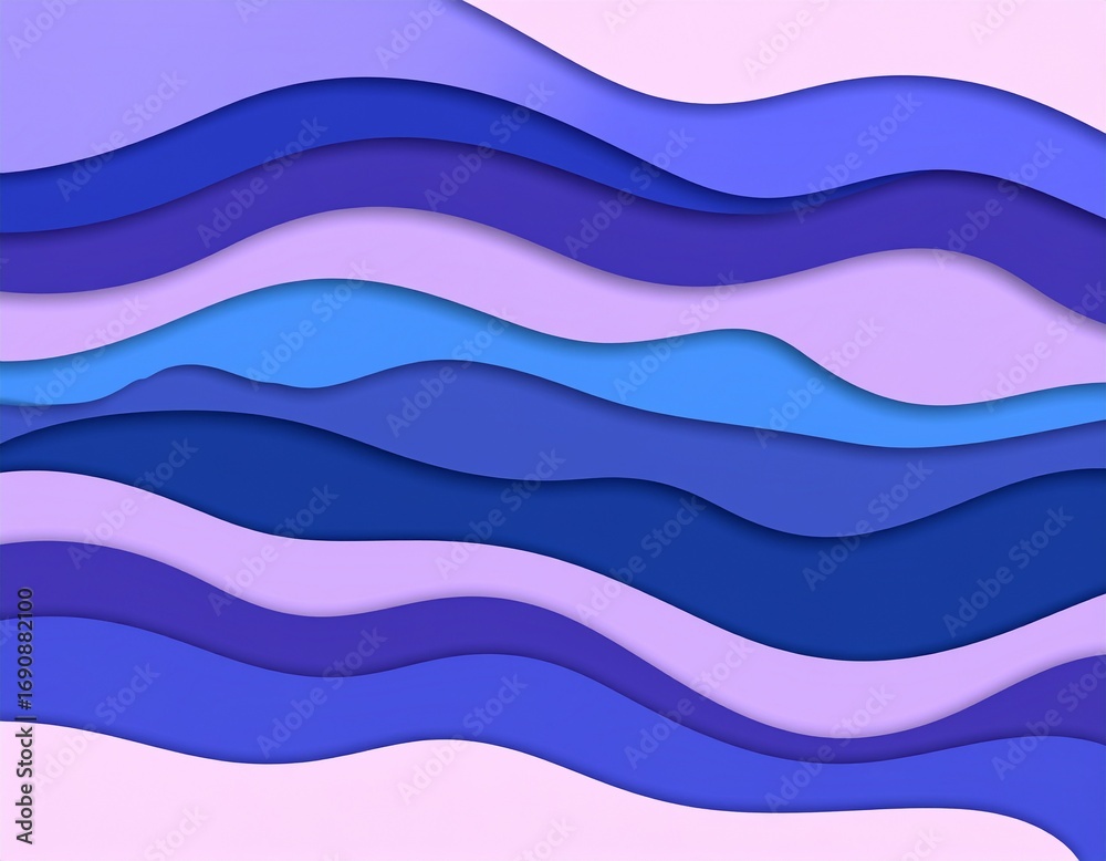 Fototapeta premium Serene Abstract Wavy Background with Gradient Blue and Purple Layers, Evoking a Sense of Fluid Motion and Contemporary Visual Harmony for Digital Designs