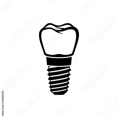 Dental Implant Prosthesis Vector Icon Illustration