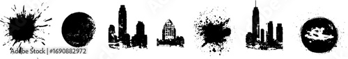 Urban grunge black and white scratch illustrations for design projects