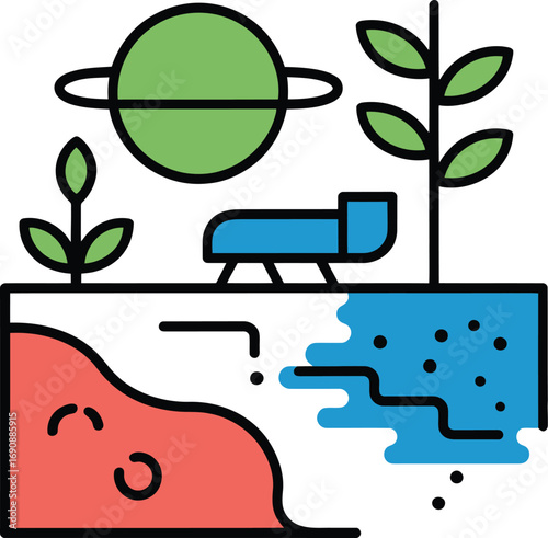 Vibrant Planet Illustration EcoFriendly Technology and Space Exploration