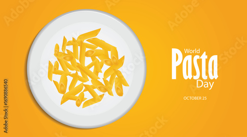 World Pasta Day October 25 Poster with Plate of Italian Food