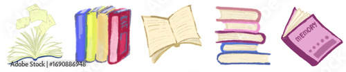 Open Book Clipart Bundle – Hand Drawn Illustrated Books for Education, School, Reading and Learning Projects