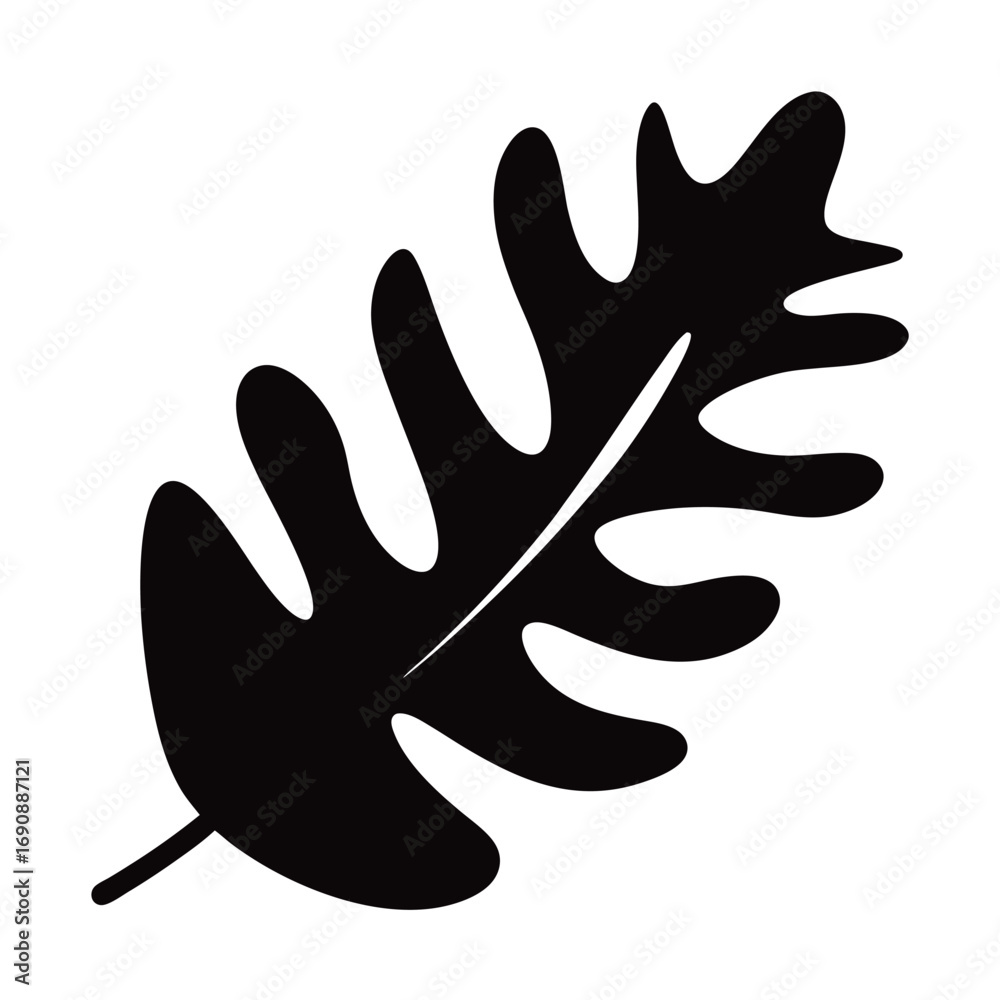Obraz premium Isolated black silhouette of a stylized leaf exhibits unique contours against white backdrop