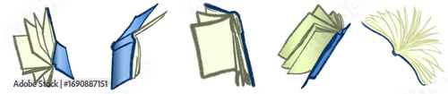 Open Book Clipart Bundle – Hand Drawn Illustrated Books for Education, School, Reading and Learning Projects