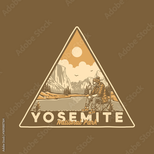 vintage yosemite national park for merchandise and badge design