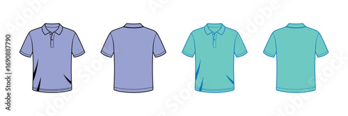 Four traditional abaya dresses in purple and teal isolated on transparent background