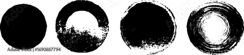 Grunge black and white solid circle designs for artistic creations