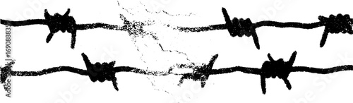 Grunge black and white barbed wire illustration for urban and vintage design
