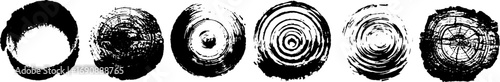 Grunge black and white spiral set for urban design and artistic projects
