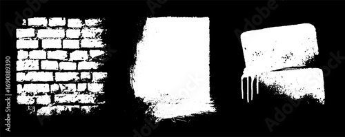 Grunge black and white spray art set for urban design and decor