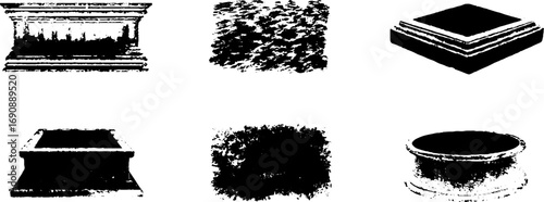 Grunge black and white square elements for urban design and art projects