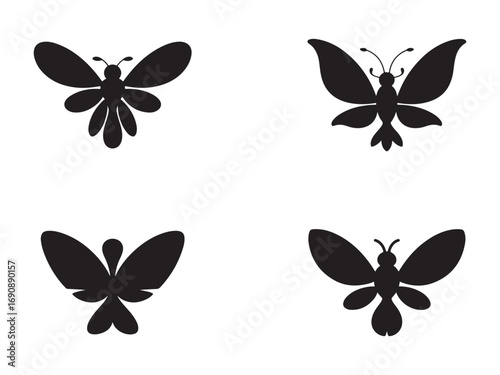 Four Simple Black Toilet Icons Against a White Background