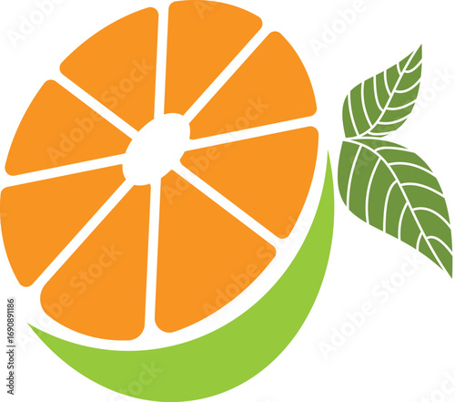 Orange with green leaves