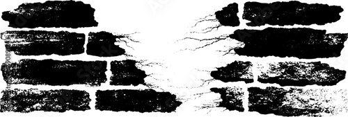 Grunge black and white stone texture set for urban design and decor