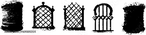 Grunge black and white stone pattern silhouettes for urban design and vintage art
